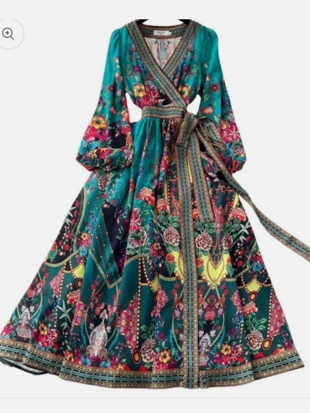 NWT Dalia Macphee teal/green floral midi dress